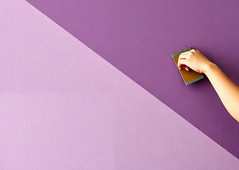 Application d'un enduit décoratif à la lisseuse sur un mur